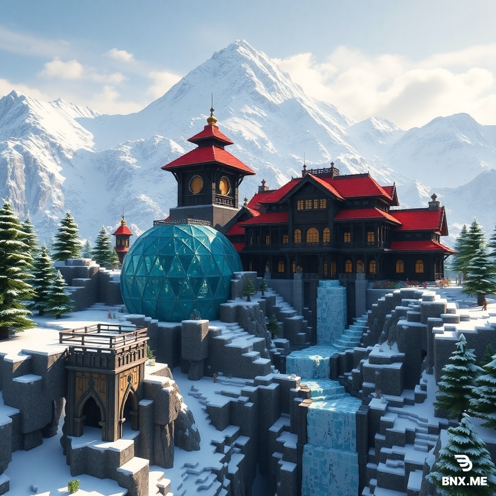 (masterpiece, best quality:1.4), (ultra high resolution:1.3), (photorealistic:1.3), (cinematic lighting:1.4), (ray tracing global illumination:1.3), (sharp focus:1.2), (dramatic contrast:1.2).  BACKGROUND (Minecraft pixel art with shaders) – SNOWY MOUNTAIN + SPIDER PALACE + GLASS CAVE WATERFALL + VOLLEYBALL COURT + LIBRARY + MATH/PHYSICS ELEMENTS:  A stunning Minecraft voxel/pixel art landscape with high-end SEUS PTGI shaders, volumetric fog, god rays.  -- MAIN GEOGRAPHY -- A massive snowy mountain dominates the far background. On the mountain slope, a magnificent wooden spider-themed palace (dark wood + black concrete walls, bright red roofing, gold windows/trim, towers, arched entrances).  Inside the mountain, a beautiful glass cave structure (large faceted cyan/white glass blocks) with stalactites, and a waterfall pouring from the cave mouth down the mountain into a frozen river.  -- NEW ELEMENTS (behind the person, mid-ground and far-ground) -- To the left side of the mountain base, there is a pixel-art VOLLEYBALL COURT built in Minecraft style: sand-colored ground, a net stretched between two wooden posts, red and black boundary lines, and a floating volleyball in mid-air. The court is surrounded by small pixel-art bleachers.  To the right side of the mountain base, there is a pixel-art LIBRARY building: dark oak wood planks, tall arched windows with warm golden light inside, bookshelves visible through the windows, a red and black banner hanging outside.  Scattered around the mid-ground (floating in the air or built as voxel structures) are MATHEMATICS AND PHYSICS ELEMENTS: giant floating pixel-art numbers and symbols (π, Σ, √, ∞, =, +, ×, ÷), a glowing golden compass, a protractor, a calculator block, an atom model (nucleus with orbiting electrons), a 3D coordinate system (x,y,z axes), a graph of a sine wave, and a chalkboard with Einstein's E=mc² written in pixel-art font. These elements are made of Minecraft blocks in red, black, and gold colors, emitting a faint glow.  All background elements follow the black/crimson red/warm gold color theme. Pixel-art snowflakes falling lightly. Distant snowy pine trees.  FOREGROUND (person – very close, extremely strong torch highlight): In the immediate foreground, a photorealistic young man (upper body, close-up) standing confidently. His natural, real face is completely unmodified – sharp skin texture, original features, no mask, no face change.  He is wearing a black and red Miles Morales-style spider-suit: black fabric base, red webbing across chest/arms, red spider emblem on chest, black hoodie down.  EXTREMELY STRONG TORCH HIGHLIGHT ON FACE AND BODY: He holds a lit Minecraft torch in his right hand, raised high near his face. The torch emits a VERY INTENSE warm orange/yellow flame with bright floating embers. This torchlight creates a POWERFUL, DRAMATIC RIM LIGHT AND KEY LIGHT on the right side of his face – right cheek, nose bridge, right eye, right shoulder, right arm are brightly lit with warm orange glow. The highlight covers 30-40% of his face from the right side. Left side remains in soft shadow with cool blue reflection from snow. The strong highlight does NOT change, morph, or replace his facial features – only adds realistic lighting.  SPIDER LOGO BACKLIGHT (to be added separately via Inpainting – see note below).  STYLE CONTRAST: Pixel-art Minecraft background (blocky, voxel) / Photorealistic foreground person. Magical winter atmosphere, warm vs cool contrast.  NEGATIVE PROMPT: (worst quality, low quality:1.5), (monochrome:1.3), (bad anatomy:1.3), (disfigured face:1.4), (face swap, different face, morphing:1.5), (blurry face:1.4), (cartoon face, anime:1.4), (extra limbs:1.3), (watermark, text:1.3), (realistic Minecraft textures:1.4), (pixelated person:1.4), (dark, underexposed:1.3), (no highlight, weak light:1.4), (missing palace, missing cave:1.3), (missing volleyball, missing library, missing math elements:1.3), (blue, green as dominant colors:1.2).