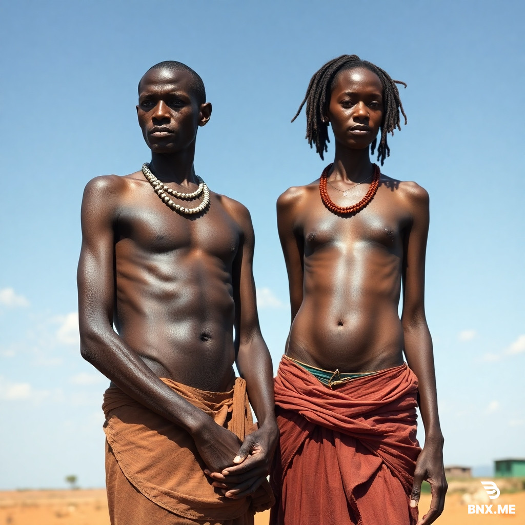 make a picture of an African couple with no clothes but surviving
