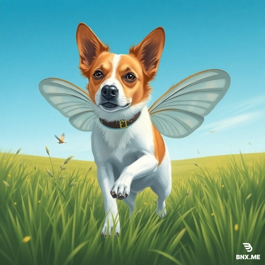 dog follow buterfly