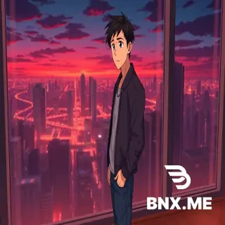 Scene: Panoramic view of Celestial Heights penthouse at night, fire flickering through floor-to-ceiling windows. Background: City skyline with crimson-stained sky, luxury high-rise district. QIN FENG (25 years old, lean athletic build 5'11", oval face with sharp jawline, thin scar across right brow, deep brown eyes with faint golden flecks, short messy black hair) stands at window. He wears simple gray jacket, faded blue jeans, worn black sneakers, thin silver chain necklace. Expression: shock and realization, eyes wide. Style: Ufotable style animation, 8k resolution, sharp line-art, ray tracing, deep contrast, vibrant color grading, display landscape.